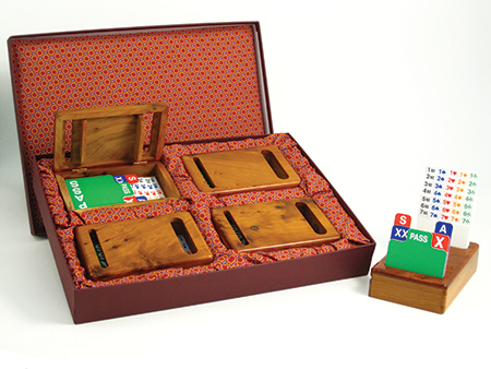 Baron Barclay Super Bridge Boxes - Set Of 4 Navy Blue Bidding Devices With Cards