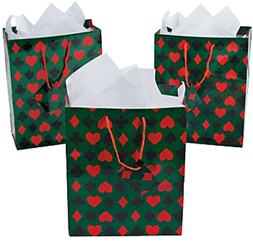 Paper gift bag with Four Aces, playing card motif