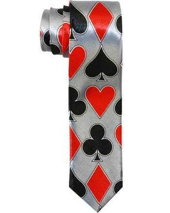 Outer Rebel Skinny Tie with Playing Card Suit Motif
