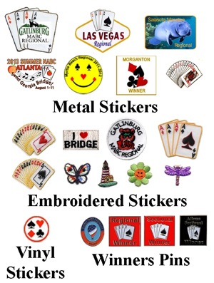 Stickers and Winners Pins for BridgePlayers, Poker Players, Card Players
