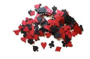 Heart Spade Diamond Club Playing Card Suit Symbols balloons streamers 