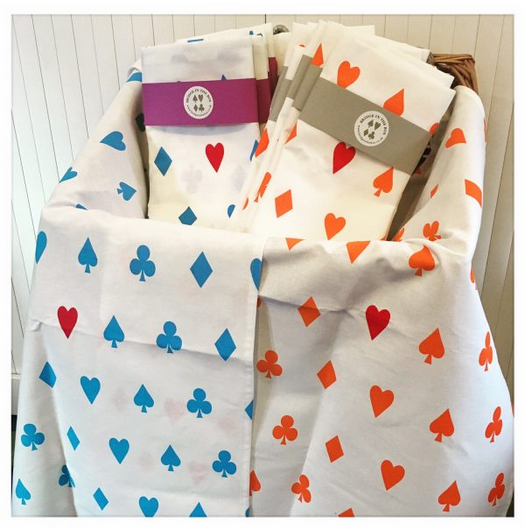 Cotton tea towels with card suit design