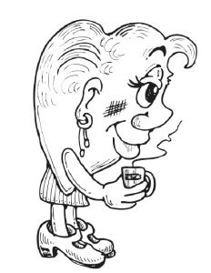 Heart shaped woman holds coffee
