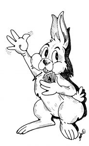 Easter Rabbit with playing cards waving