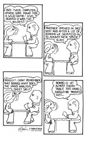 Harold and Amy chat about a hand