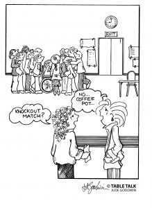 The crowd isn't watching a knockout match, it's waiting for coffee