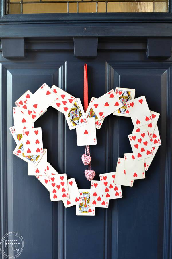 Hearts cards wreath