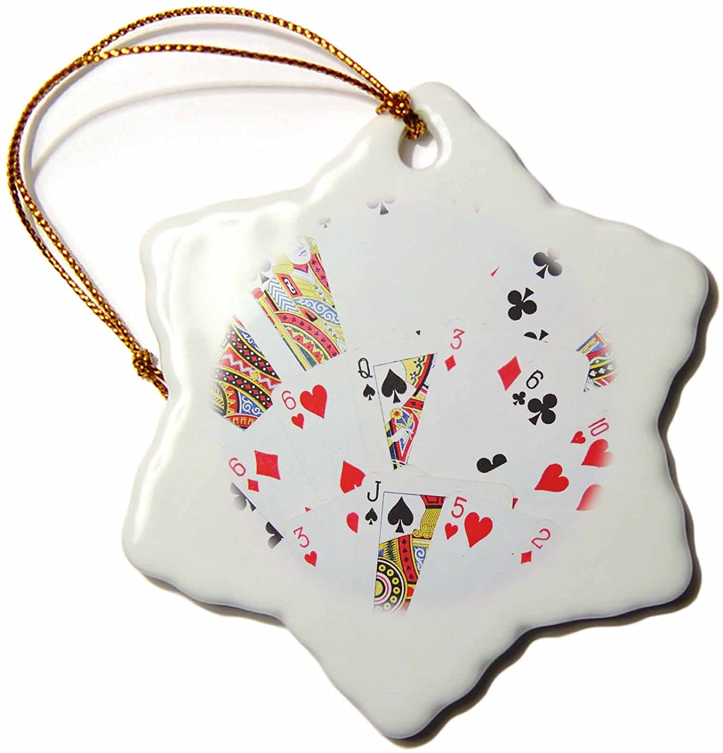 Playing cards poker bridge holiday snowflake ornament