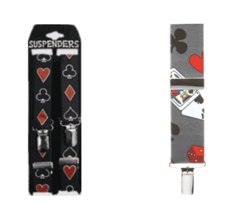 Suspenders with card suits - poker theme 