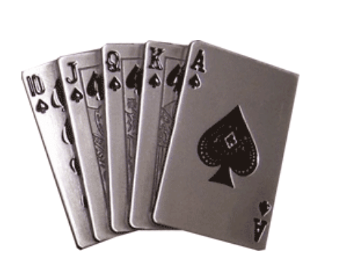 Royal flush belt buckle card motif poker casino