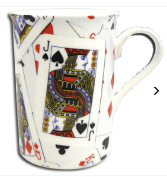 Scattered cards china coffee cup bridge poker casino