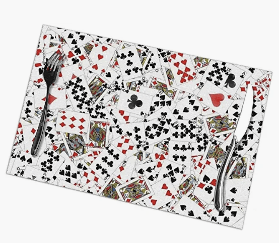Playing card suit design placemats games table poker bridge