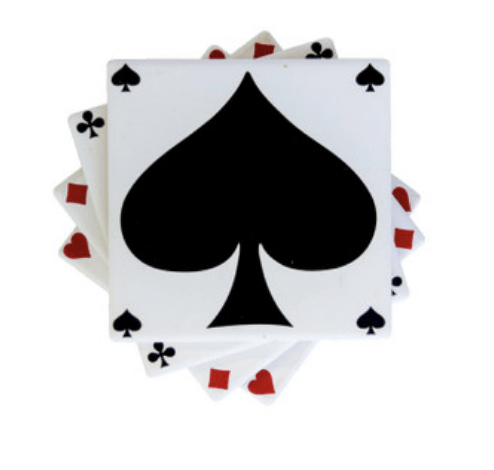 Ceramic drink coasters card suit design playing cards bridge poker table casino