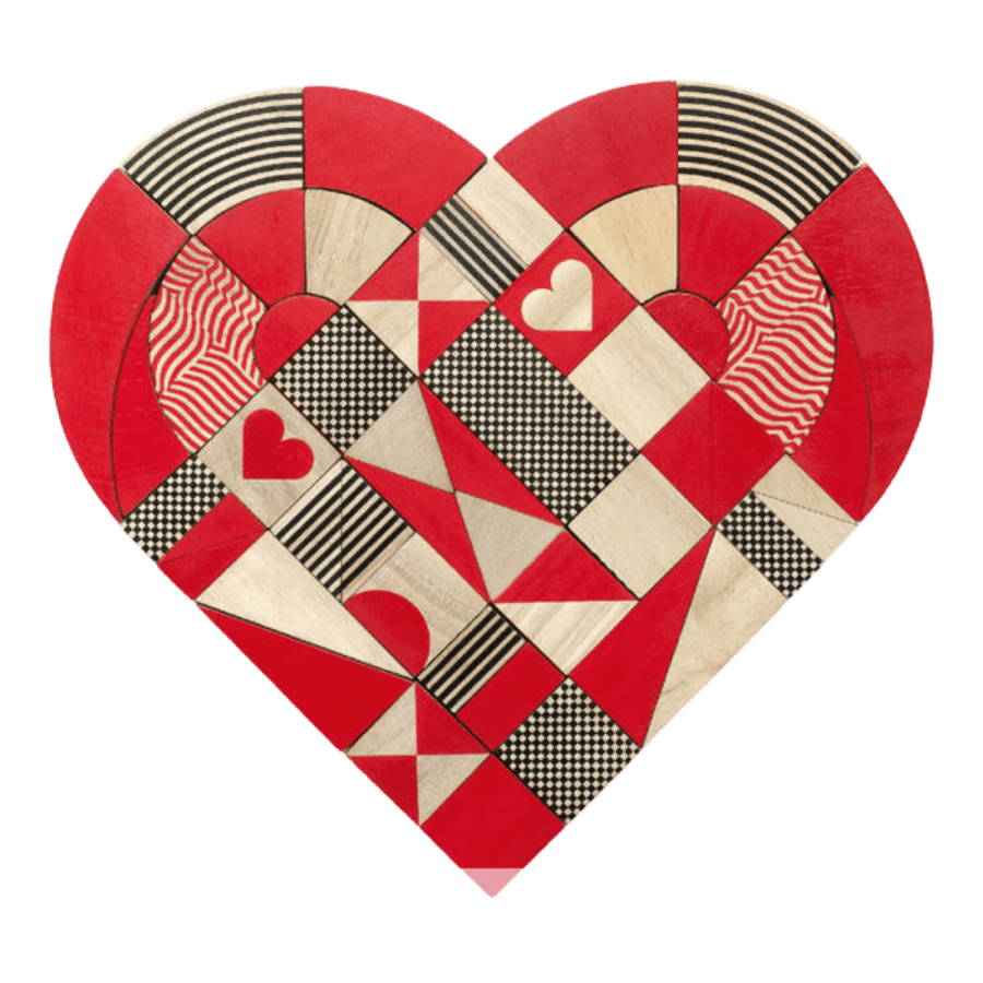 Wooden heart puzzle jigsaw heart shape rubber wood