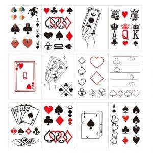 Temporary tattoos with playing card suit symbols motiv