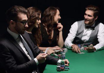 Card game players at casino