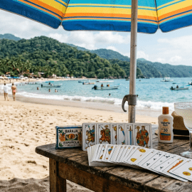 Playing cards on Playa Las Ánimas