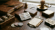 AI Generated photo of vintage playing card supplies including casino chips, trump indicator, score card, old decks