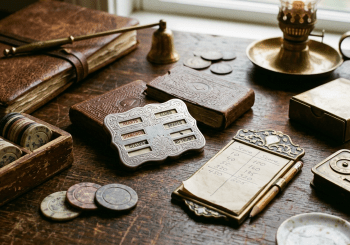 AI Generated photo of vintage playing card supplies including casino chips, trump indicator, score card, old decks