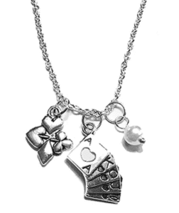Silver Playing Card Charm Necklace