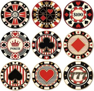 casino wooden coaster set