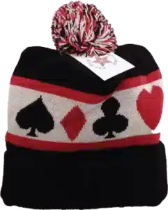 Knit Hat with Card Suit Design